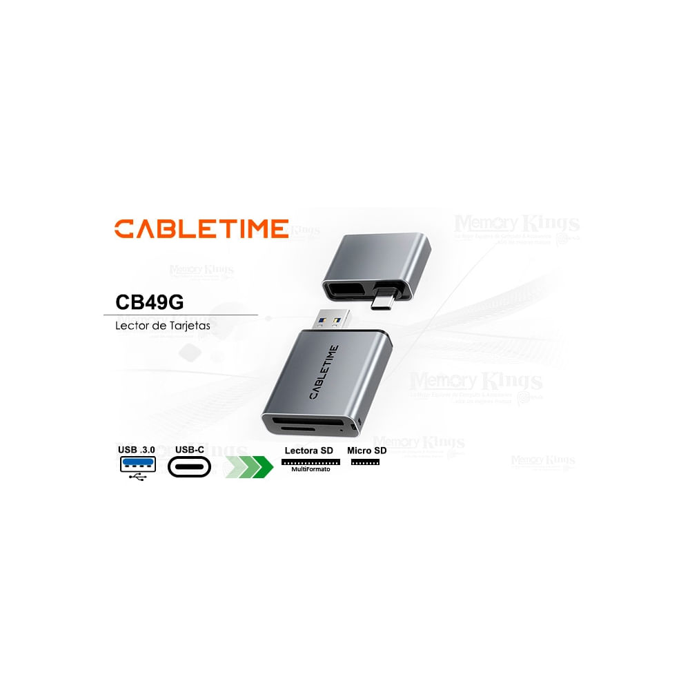 Lector y grabador de tarjetas de memoria Cabletime CB49G 3 en 1, compacto y versátil