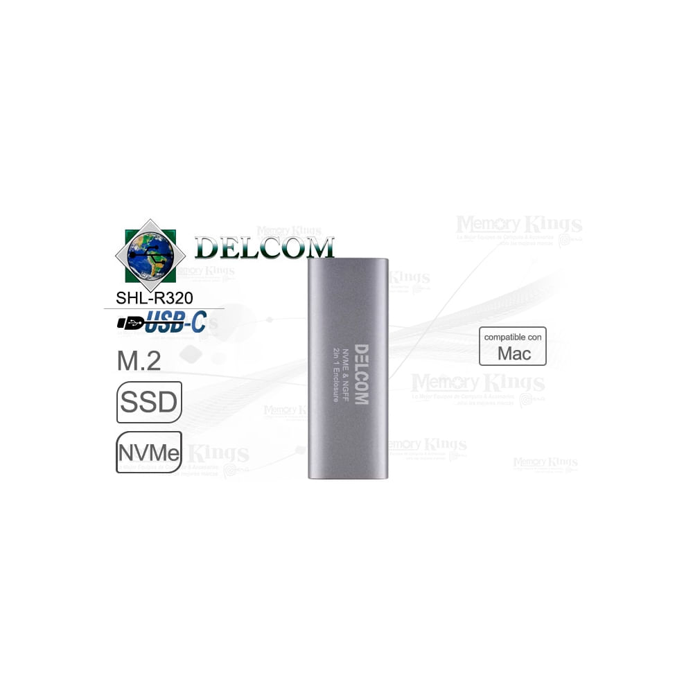 Case USB-C y USB 3.0 para SSD NVMe M.2 Delcom SHL-R320 - Rápido y elegante, ideal para almacenamien