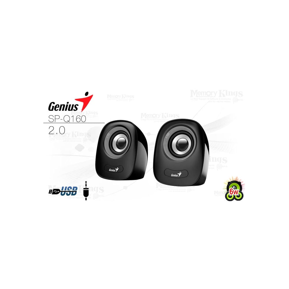 Parlante Genius SP-Q160 2.0 de 6W – Sonido envolvente en color gris, compacto y elegante.