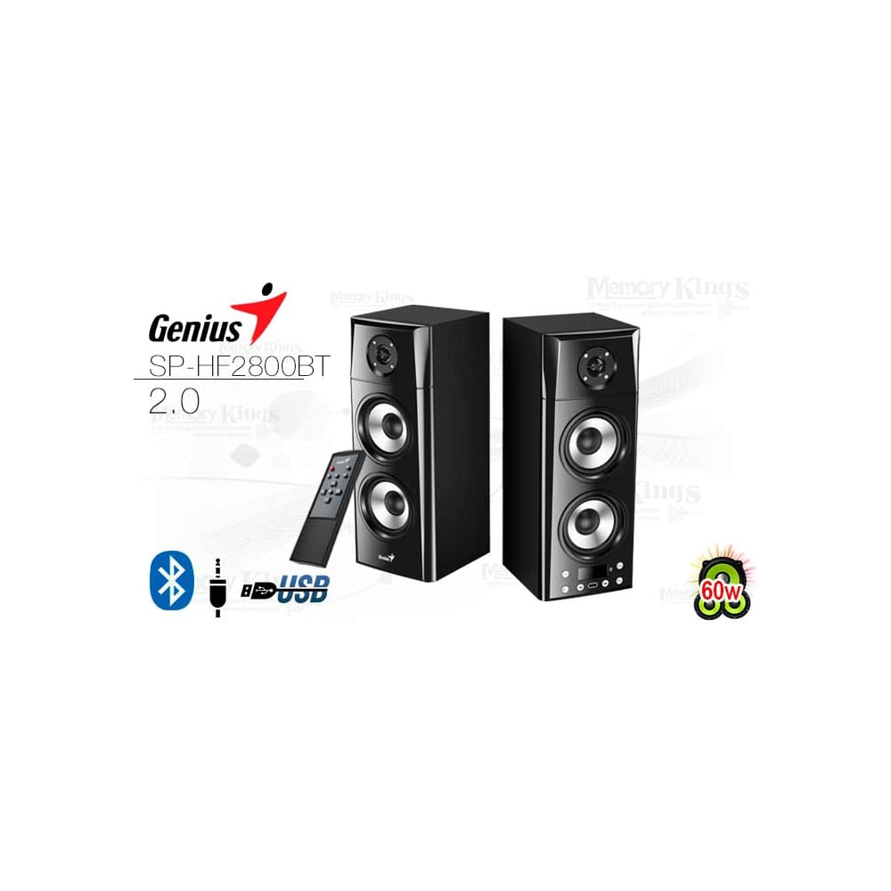 Parlante Genius SP-HF2800BT 2.0 - 60W, Bluetooth, Negro - Sonido potente y conexión inalámbrica