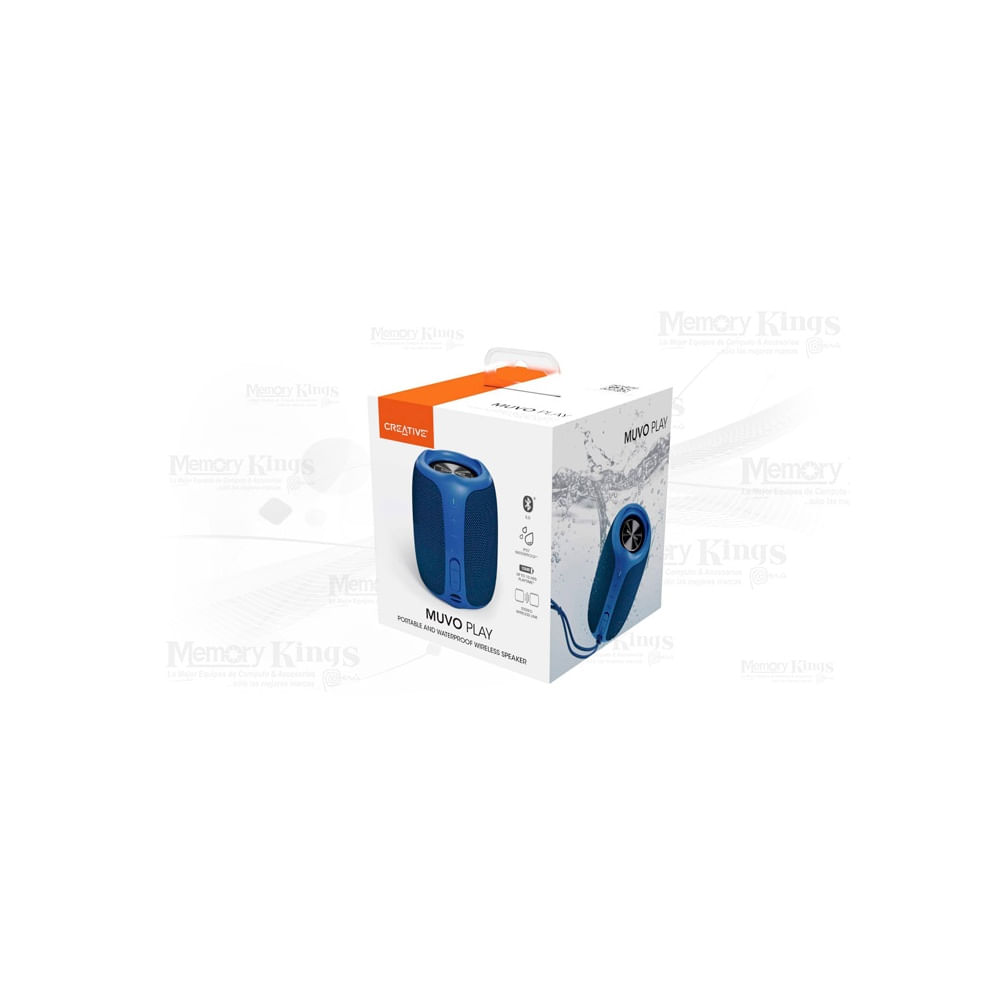 Parlante Bluetooth Creative Muvo Play 10W, resistencia IPX7, color azul, sonido potente y portátil