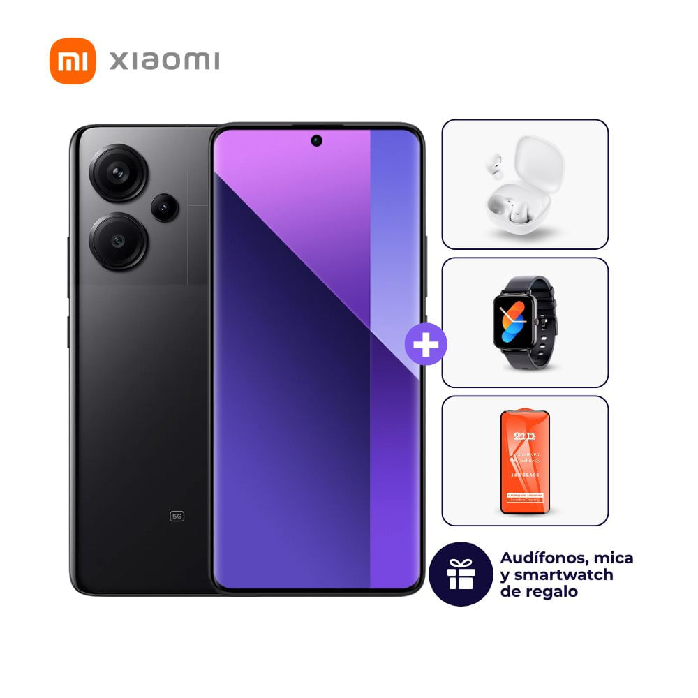 Xiaomi Redmi Note 13 Pro Plus 5G 512GB 12GB Negro + Smartwatch + Audífonos + Mica