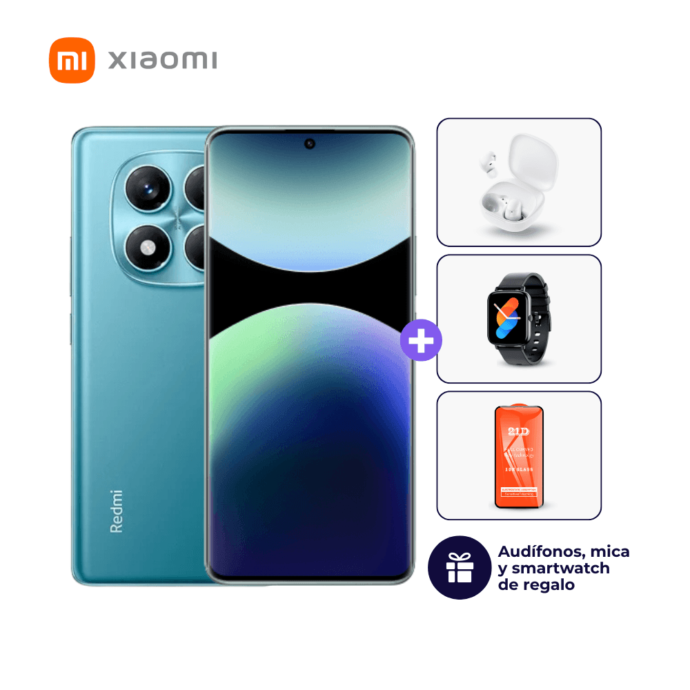Xiaomi Redmi Note 14 Pro 4G 256GB 8GB Azul océano + Smartwatch + Audífonos + Mica