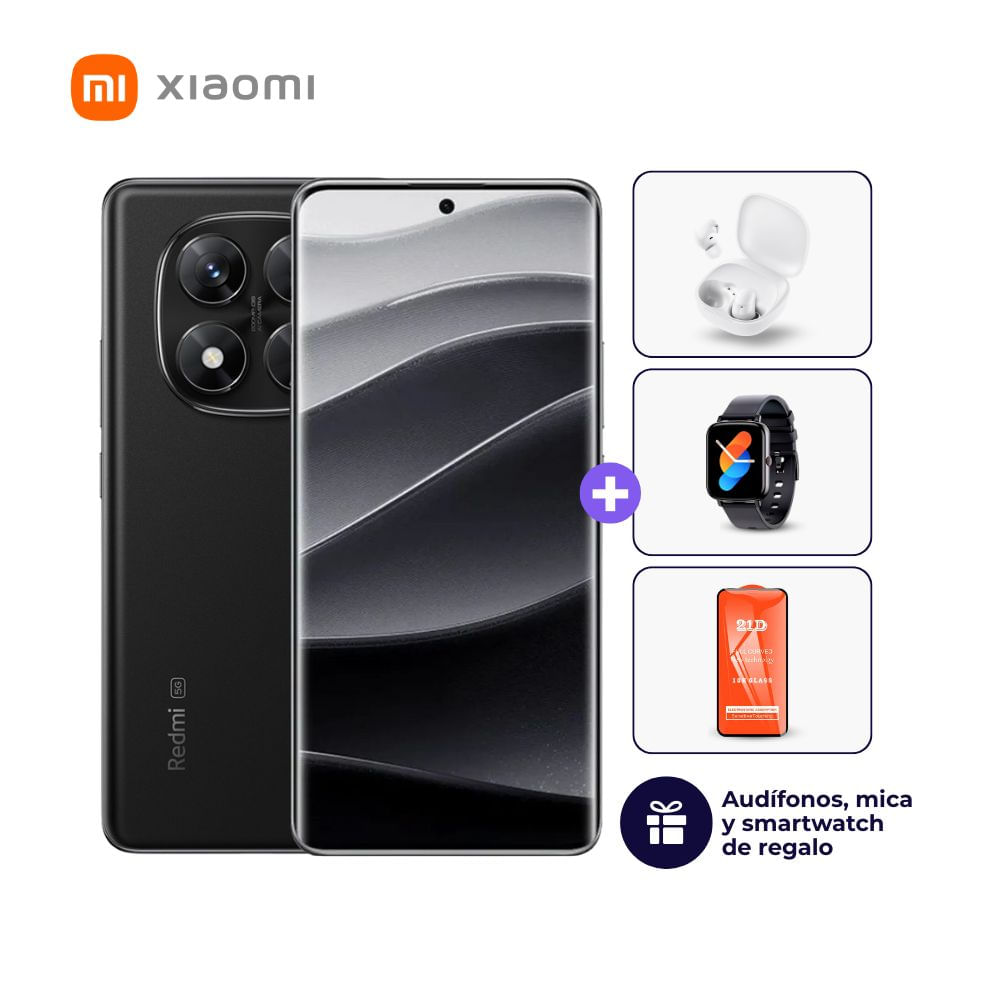 Xiaomi Redmi Note 14 Pro 5G 256GB 8GB Negro medianoche + Smartwatch + Audífonos + Mica