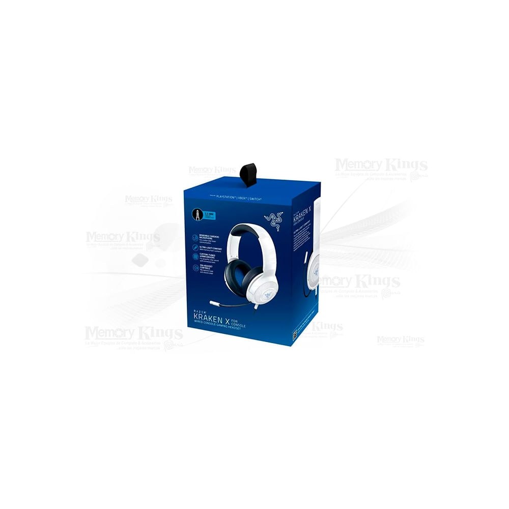 Auriculares gaming Razer Kraken X para PlayStation - Color blanco, sonido envolvente y ligero