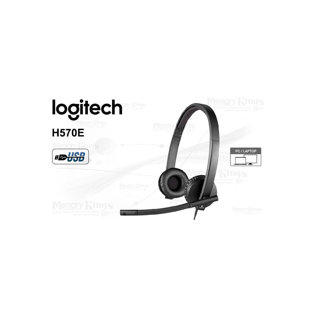 Audífonos Logitech H570E USB Estéreo con Micrófono, Color Negro, Perfectos para Conferencias y Trab