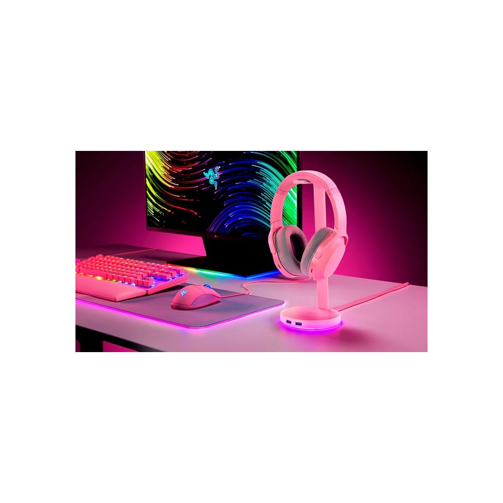 Soporte para auriculares Razer Station V2 RGB con hub Quartz - Estilo y funcionalidad en tu escrito