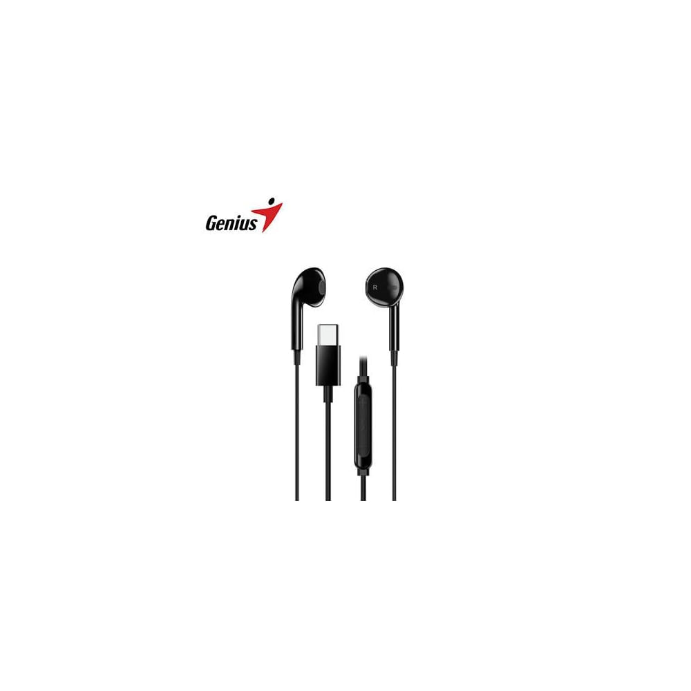 Audífonos Genius HS-M365 in-ear con micrófono, conexión USB-C, color negro, sonido excepcional.