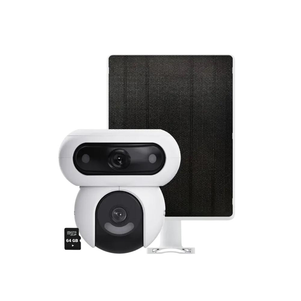 Ezviz Cámara HB90 Dual Kit 4MP + 4MP 2lentes Audio 2 vías Batería Panel 64GB