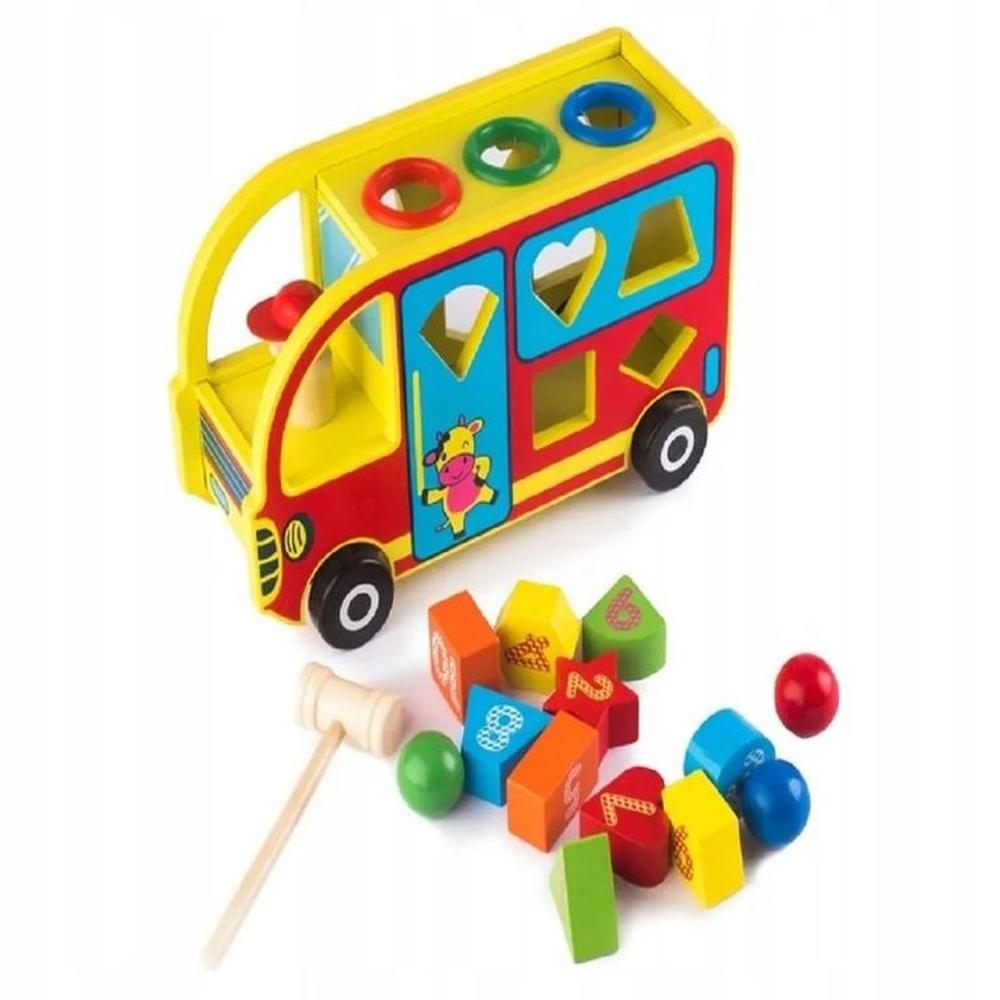 Juguete Didáctico Bus Escolar con Figuras Geometricas encaje Juguete Didáctico Bus Escolar con Figuras Geometricas encaje