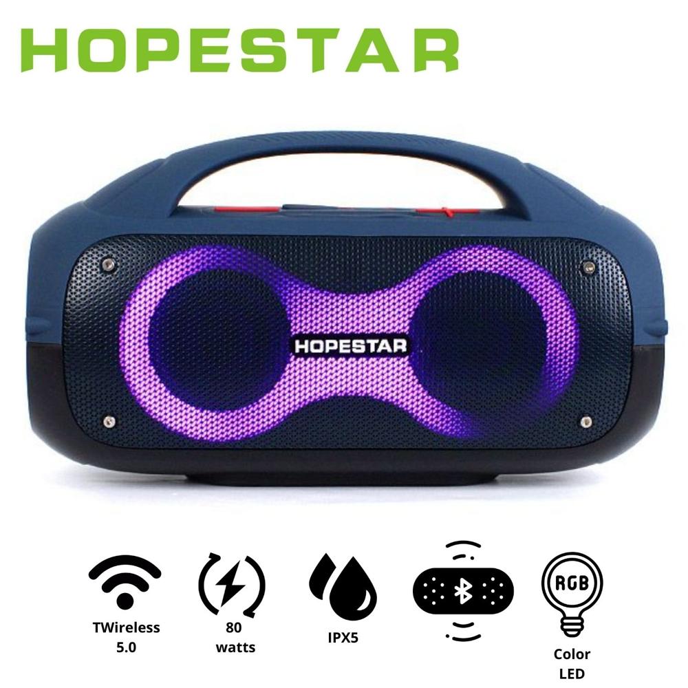 Parlante Portátil Hopestar A50 Azul protección IPX5 80W LED RAINBOW HO_A50_AZUL Parlante Portátil Hopestar A50 Azul protección IPX5 80W LED RAINBOW HO_A50_AZUL