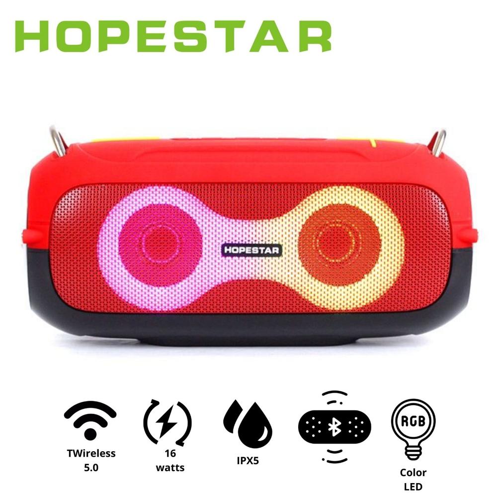 Parlante Portátil Hopestar A41 Rojo protección IPX5 16W iluminación HO_PA41_ROJO Parlante Portátil Hopestar A41 Rojo protección IPX5 16W iluminación HO_PA41_ROJO