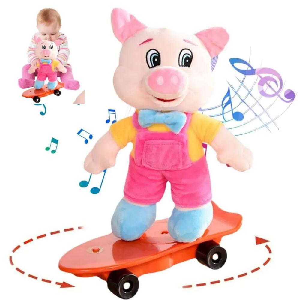 Cerdito de peluche en skate musical 360% Cerdito de peluche en skate musical 360%
