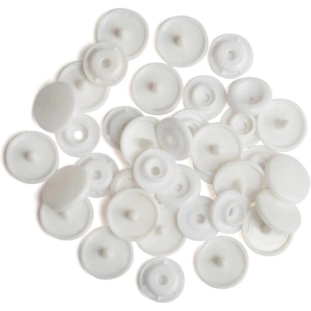 100 Set Snaps Plástico T5 12mm Botones Broches Plastico Color Blanco 100 Set Snaps Plástico T5 12mm Botones Broches Plastico Color Blanco