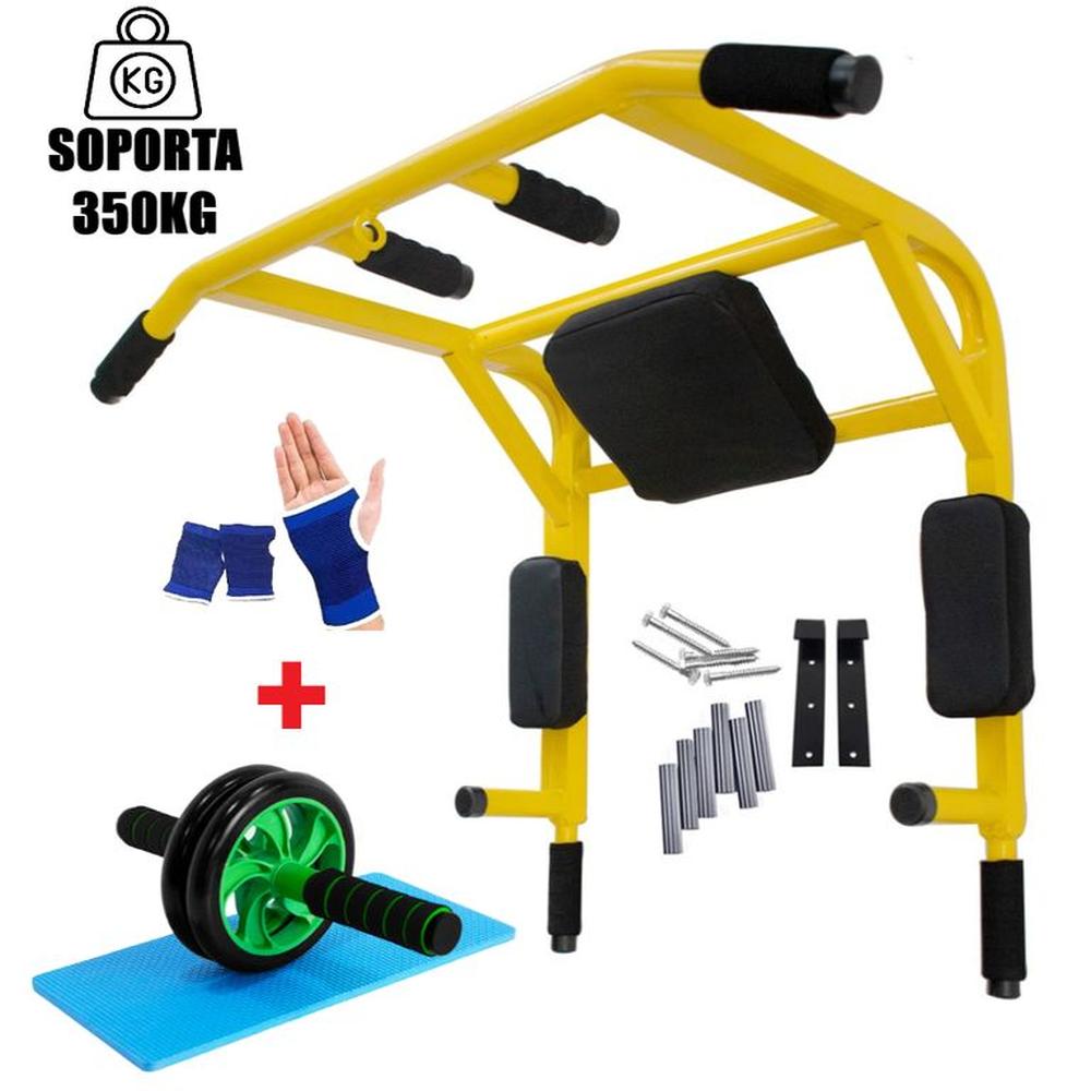 Barra Calistenia 15 en 1 Amarilla + Rueda AB + Guantes Gym Barra Calistenia 15 en 1 Amarilla + Rueda AB + Guantes Gym