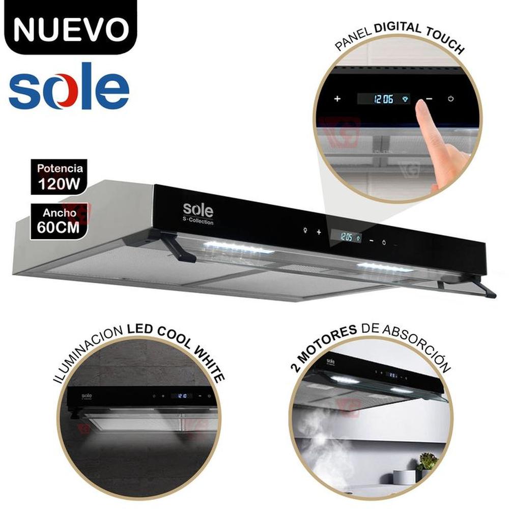 Campana Extractora Sole S-Collection Slim Inox 60cm TURE93CO