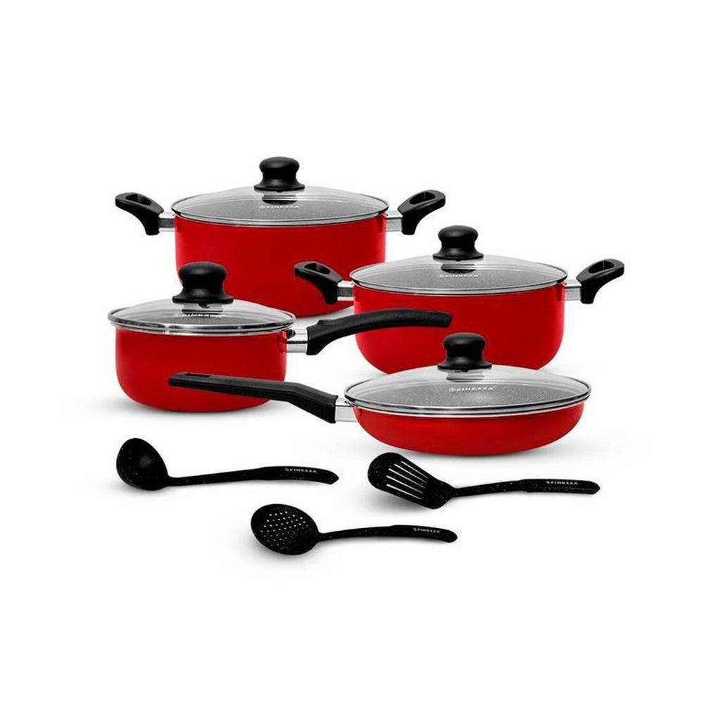 Juego de ollas antiadherente 11PZAS FZ-X1705M Rojo