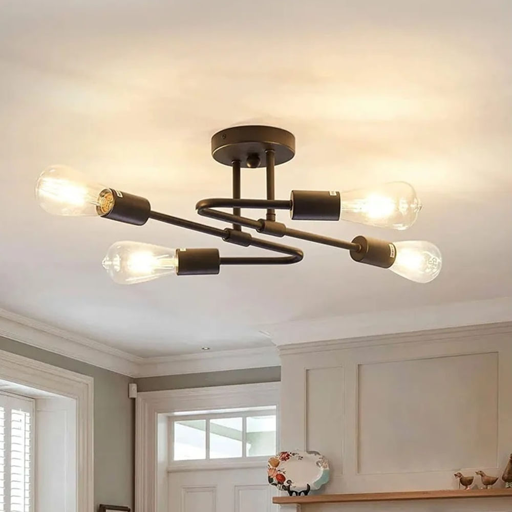 Lampara Colgante Negro Zeta Incluye 4 Focos