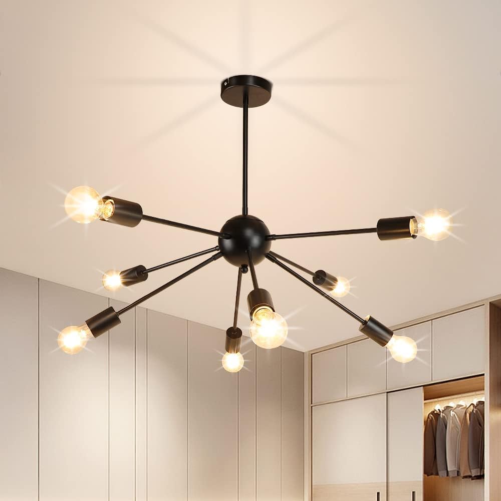 Lampara Colgante Átomo Negro Incluye 8 Focos