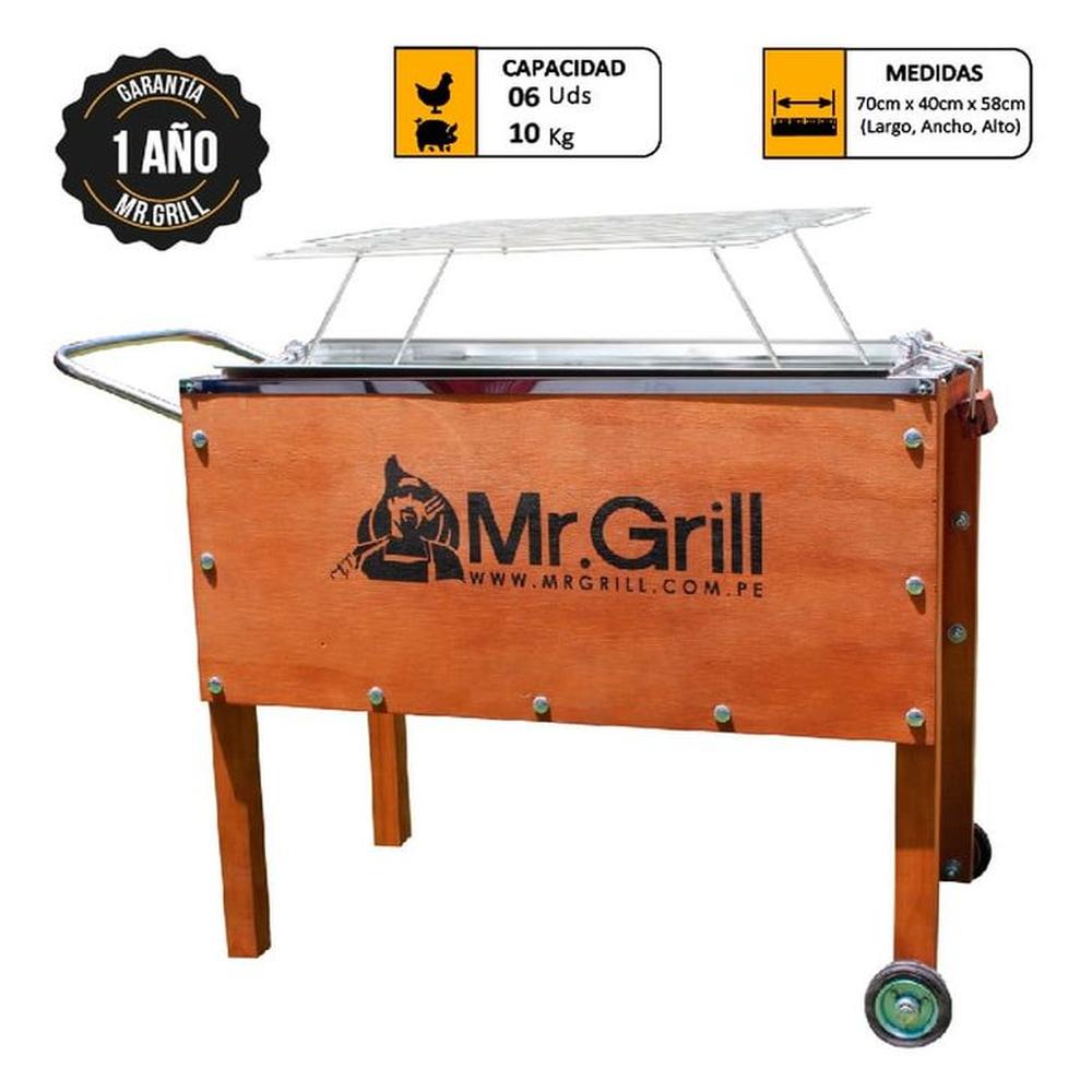 Caja China Mediana Premium Nogal Mixta con Parrillas de Varillas