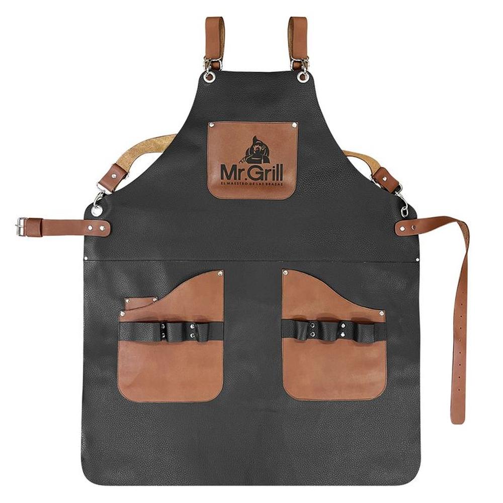 Mandil Parrillero Cuero Toro Brangus NegroCafé
