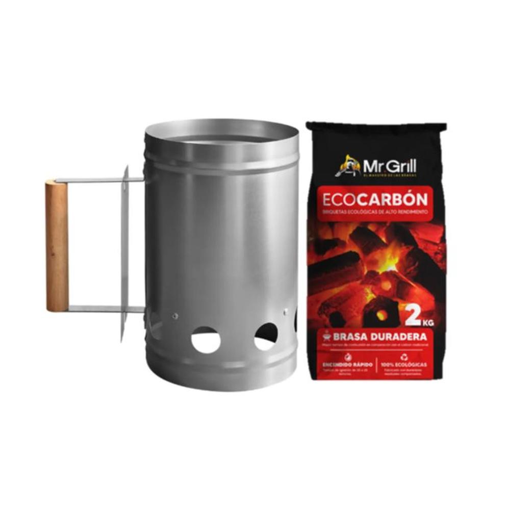 Rapibrasas Encendedor De Carbón + Eco Carbón 2 kg - Mr Grill