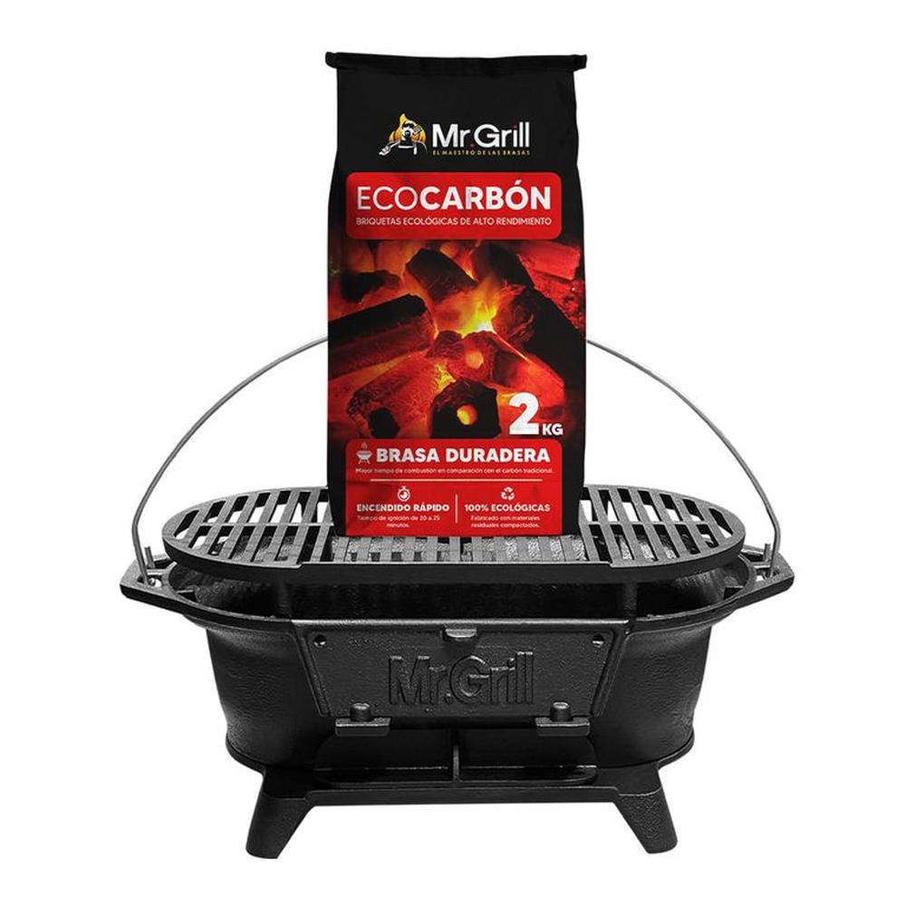 Parrilla de Hierro Fundido Iron Grill + Eco carbón Ecológico 2 kg