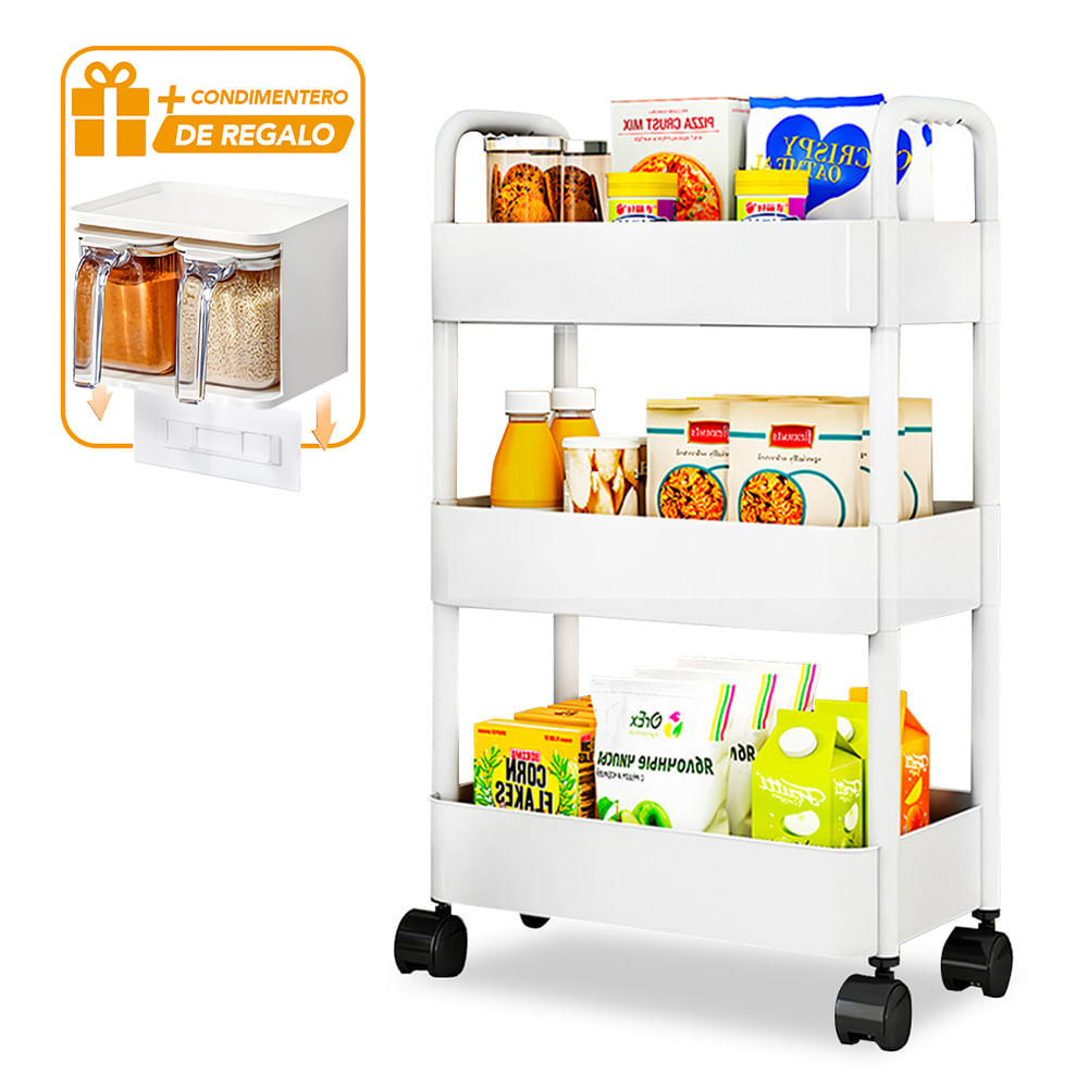 Carrito Organizador 3 Niveles JK3 Y Condimentero Colgante BG F48