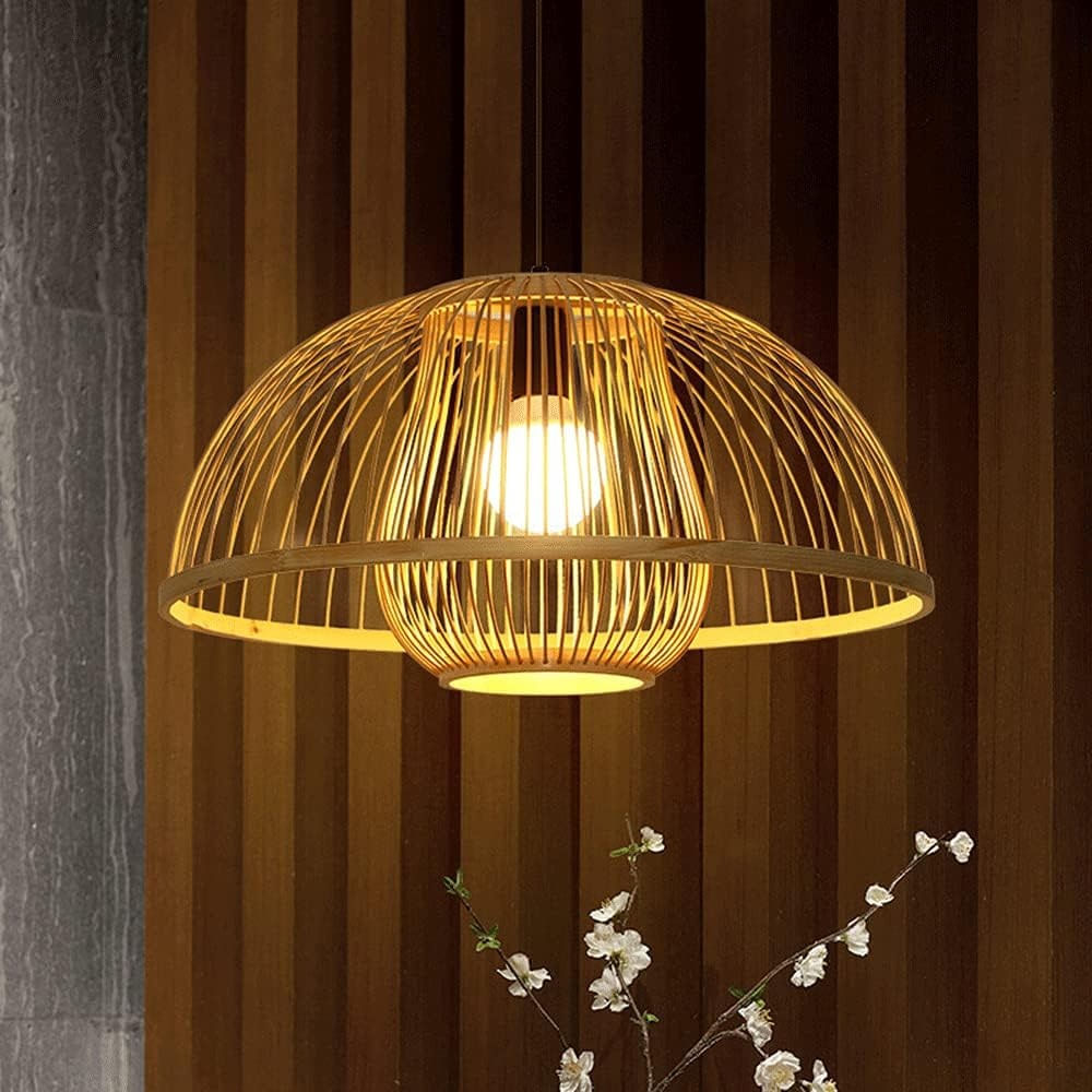 Lampara Colgante Madera Bambú