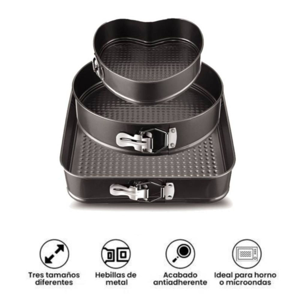 Set de Moldes para Reposteria Desmontable de 3 Piezas