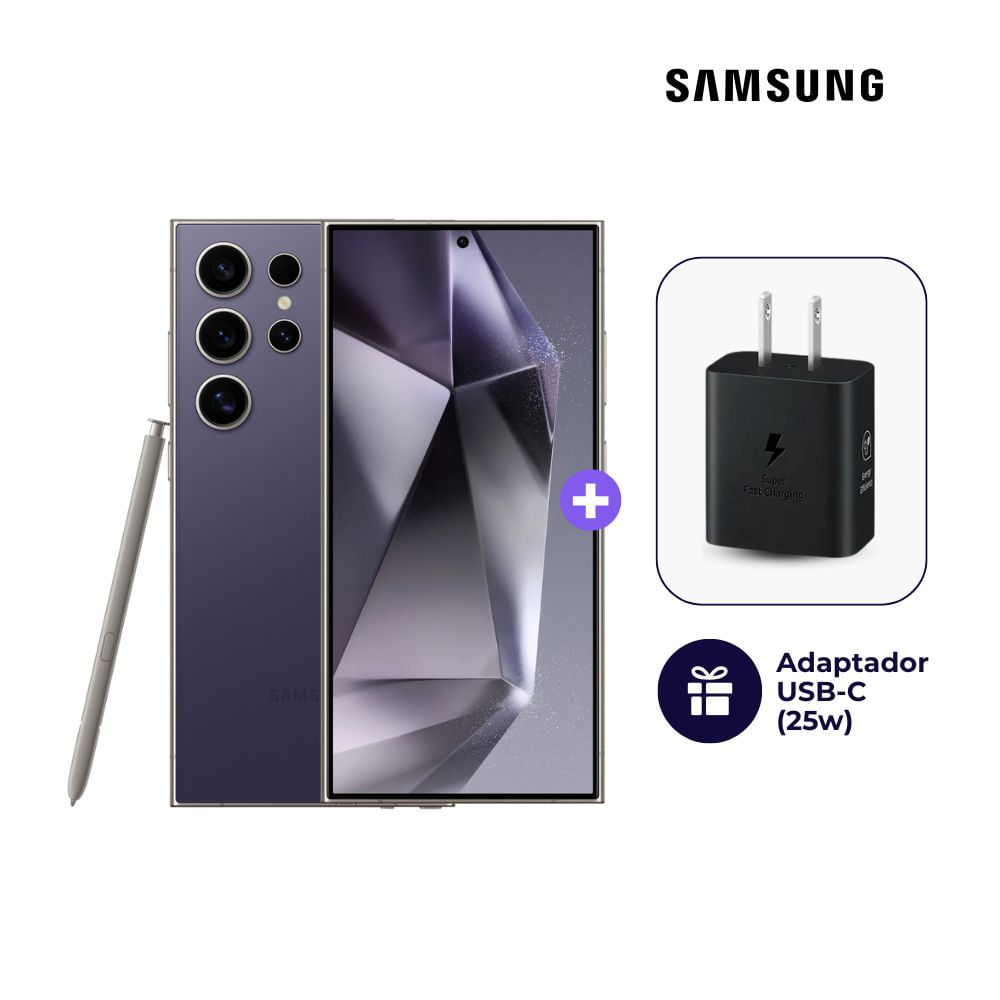 Celular Samsung Galaxy S24 Ultra 512GB 12GB Ram Violeta Titanio + Cargador Samsung de 25W