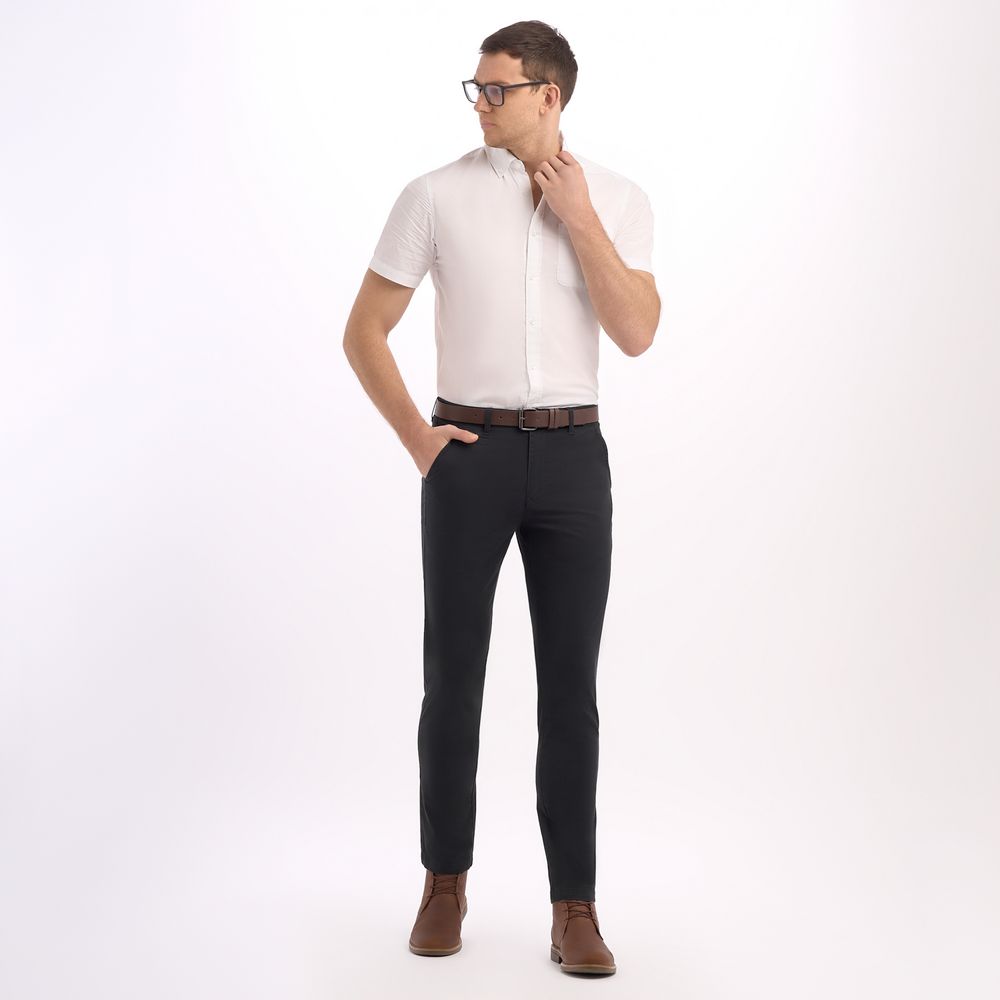 Pantalón Con Correa Slim Fit Negro Malabar Hombre