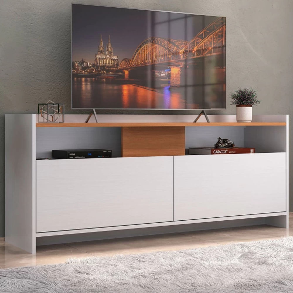 Mesa de TV Moderna Nápoles color Blanco/Haya TU MESITA 2 puertas Mesa de TV Moderna Nápoles color Blanco/Haya TU MESITA 2 puertas