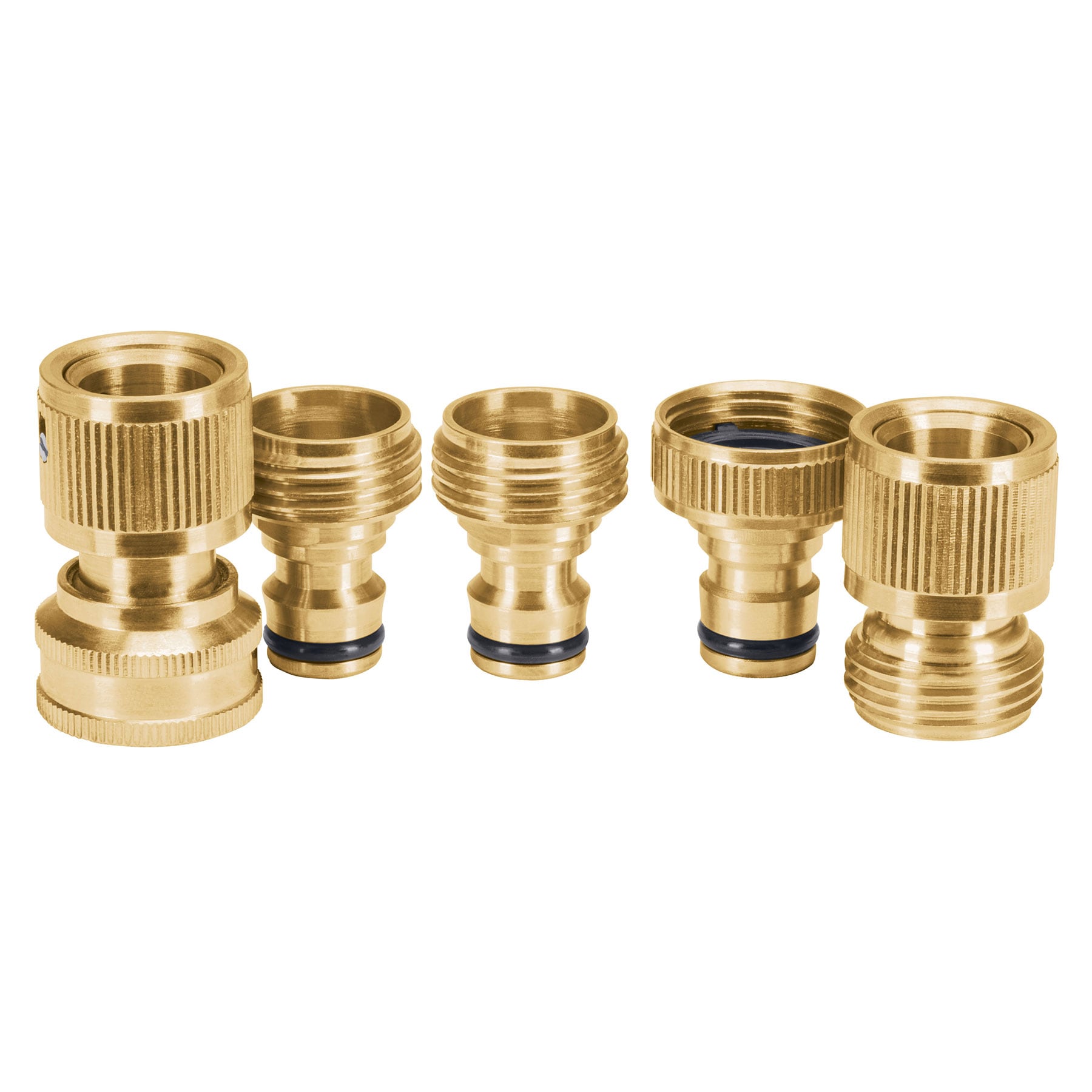 Juego de 5 Conectores 3/4" Rápidos de Latón Sistema Click Truper 101600