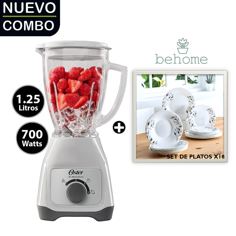 Licuadora Oster BLSTKAGWRD 2v 1.25Lt+ Set De Platos Foresti X 18