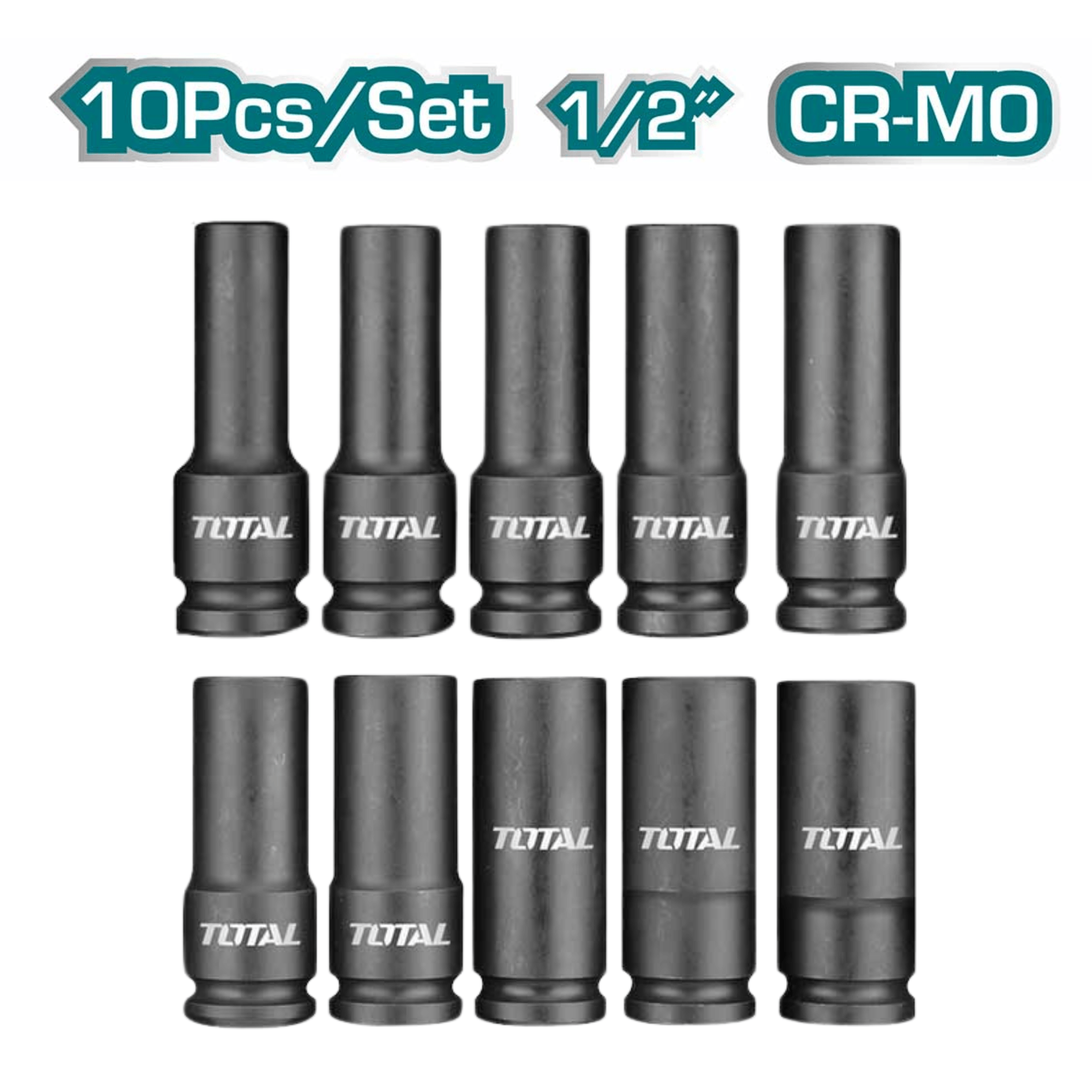 Juego de Dados Largo de Impacto 1/2"" 10 piezas Total THKISD12102L