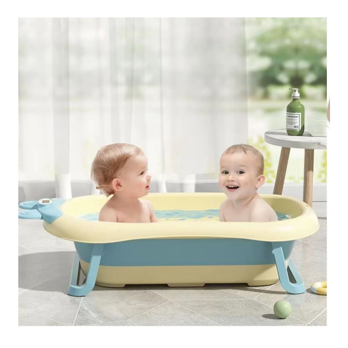 Tina Bañera Plegable Para Bebé Con Temperatura Celeste