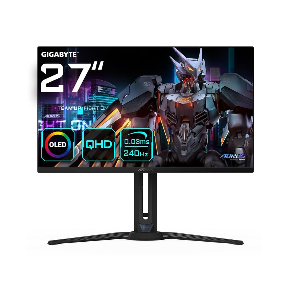 Monitor AORUS 27"" FO27Q2 QHD OLED 240Hz, 0.03ms, con soporte pivotante y altavoz integrado