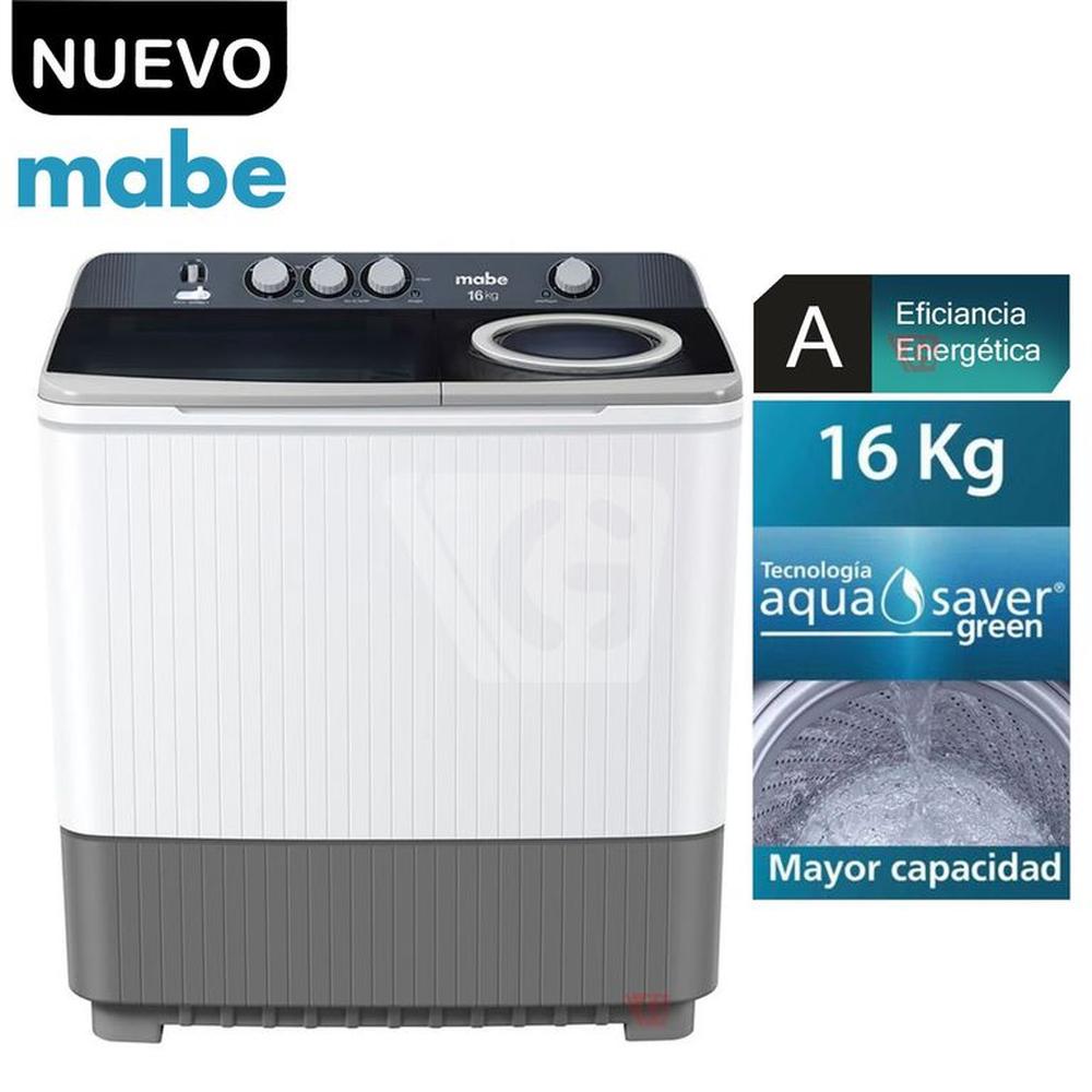 Lavadora semiautomática de 16 kg blanca mabe LMD6124PBBB0