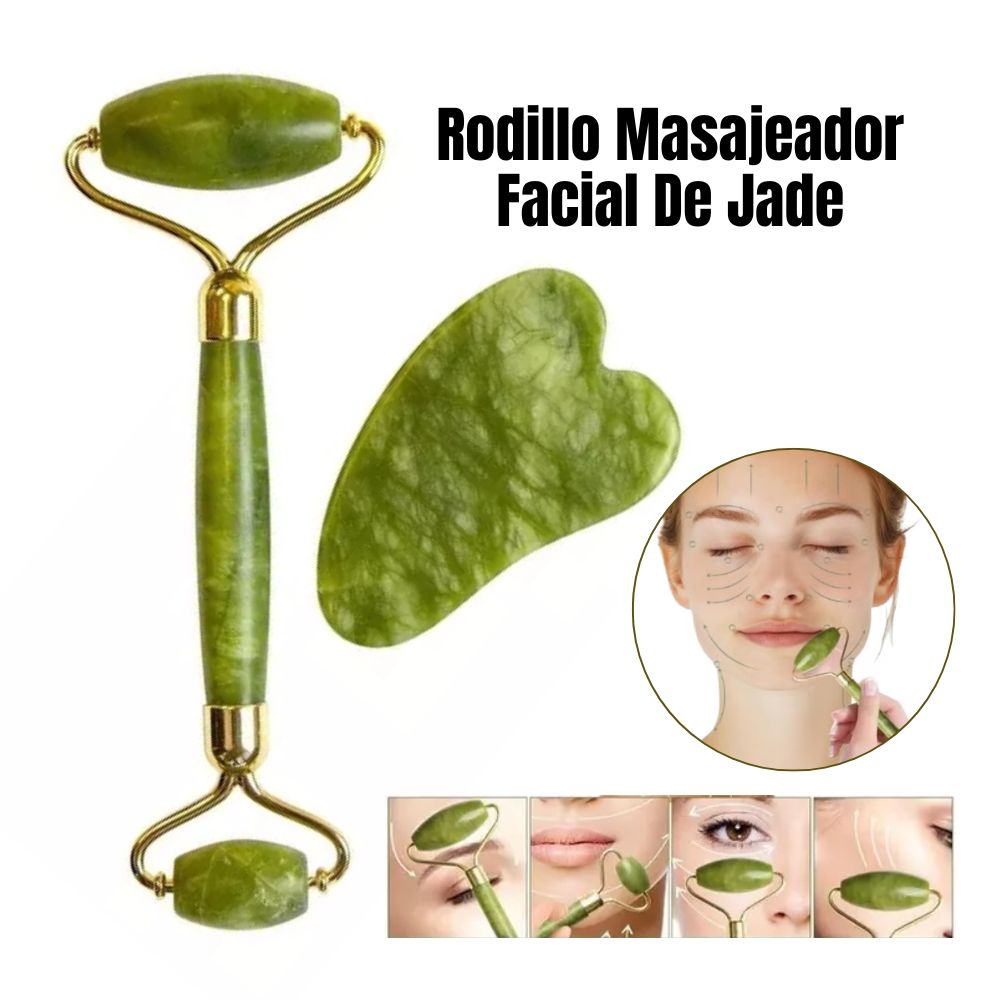 Masajeador Facial de Rodillo Jade Anti-envejecimiento