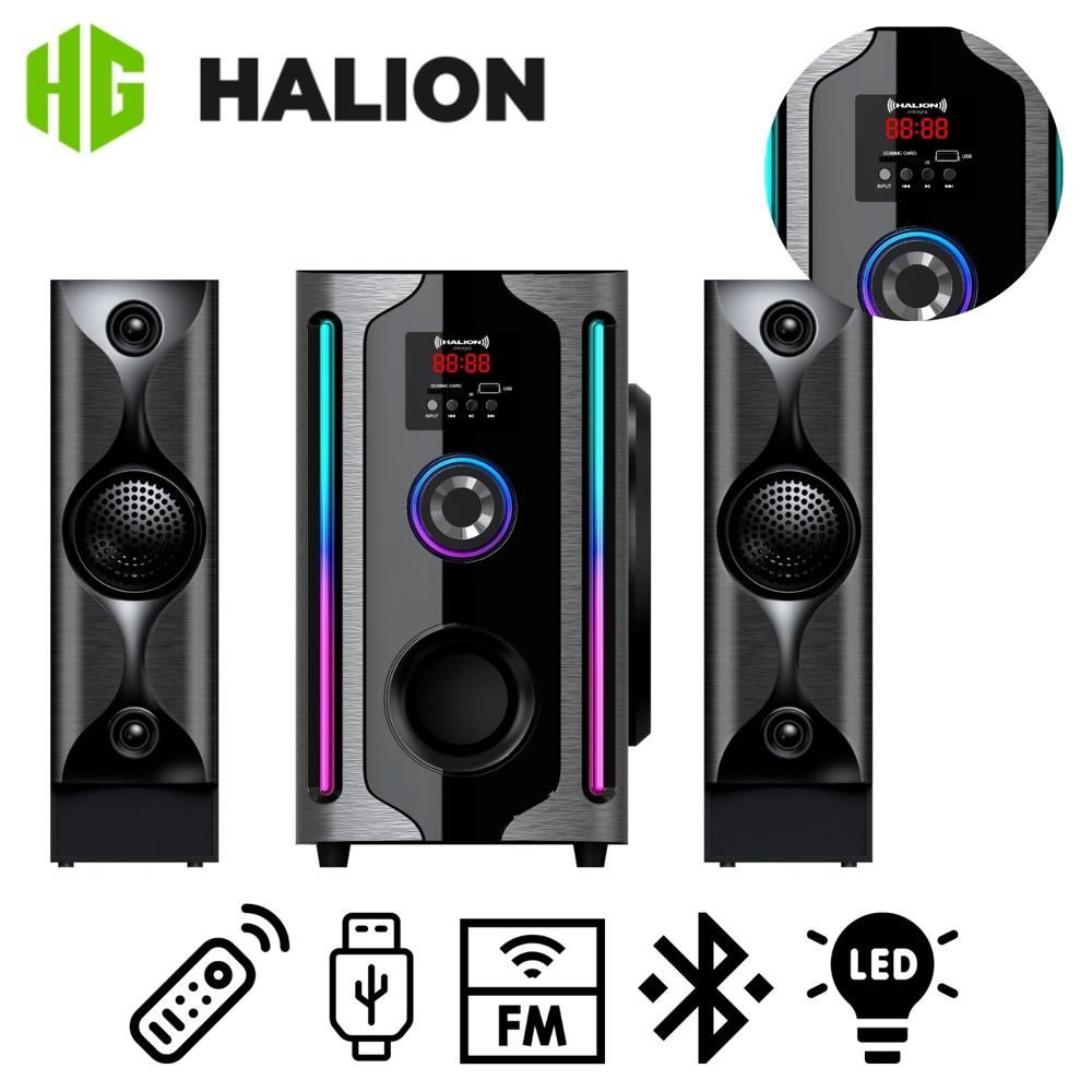 Parlante Halion HA-F84 Avenger 2.1 con Subwoofer 8"" Luces RGB USB SD BT FM