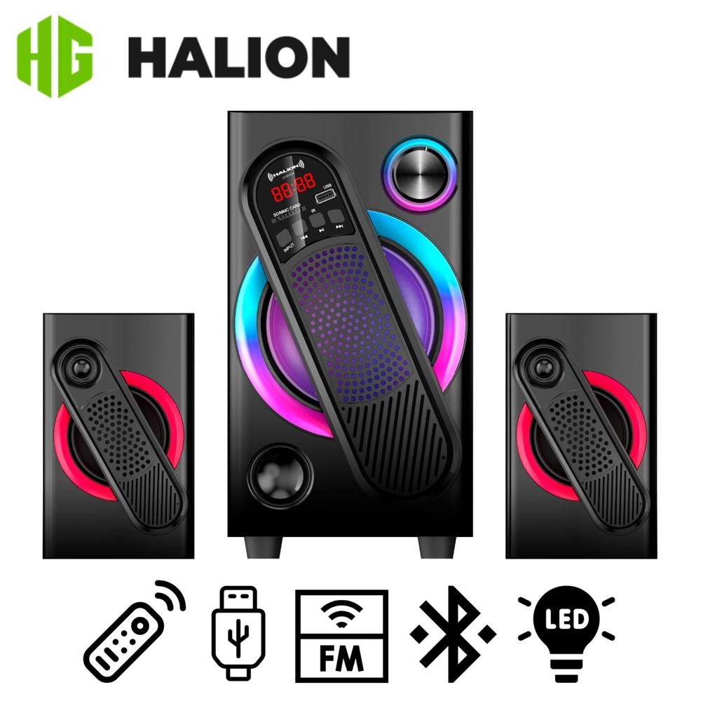Parlante Halion HA-F61 Gordon 2.1 Bluetooth con Subwoofer 5.25? y Luces RGB