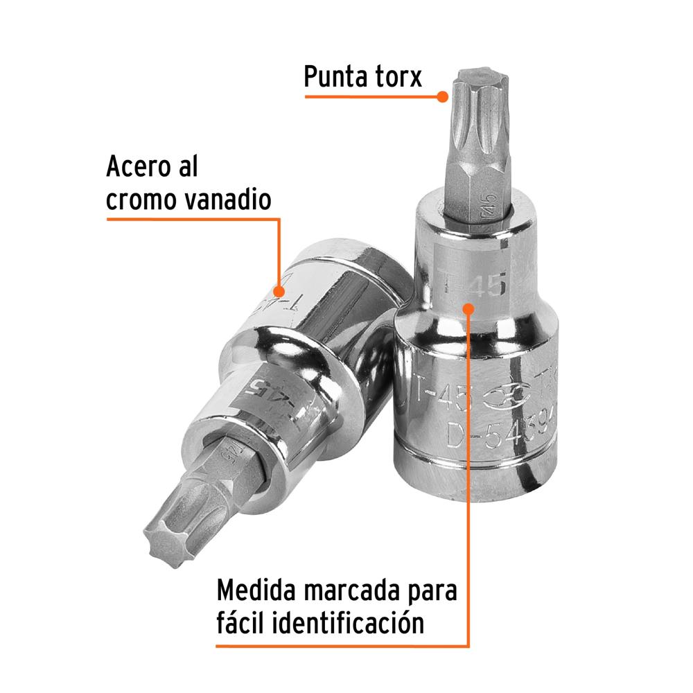 Dado T-45 Torx Punta Encastre de 1/2"" 13438 Truper