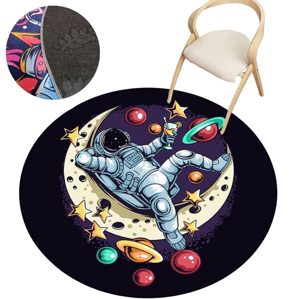 Alfombra Antialérgica Circular Decorativa Diseños de Astronauta G3  49G311