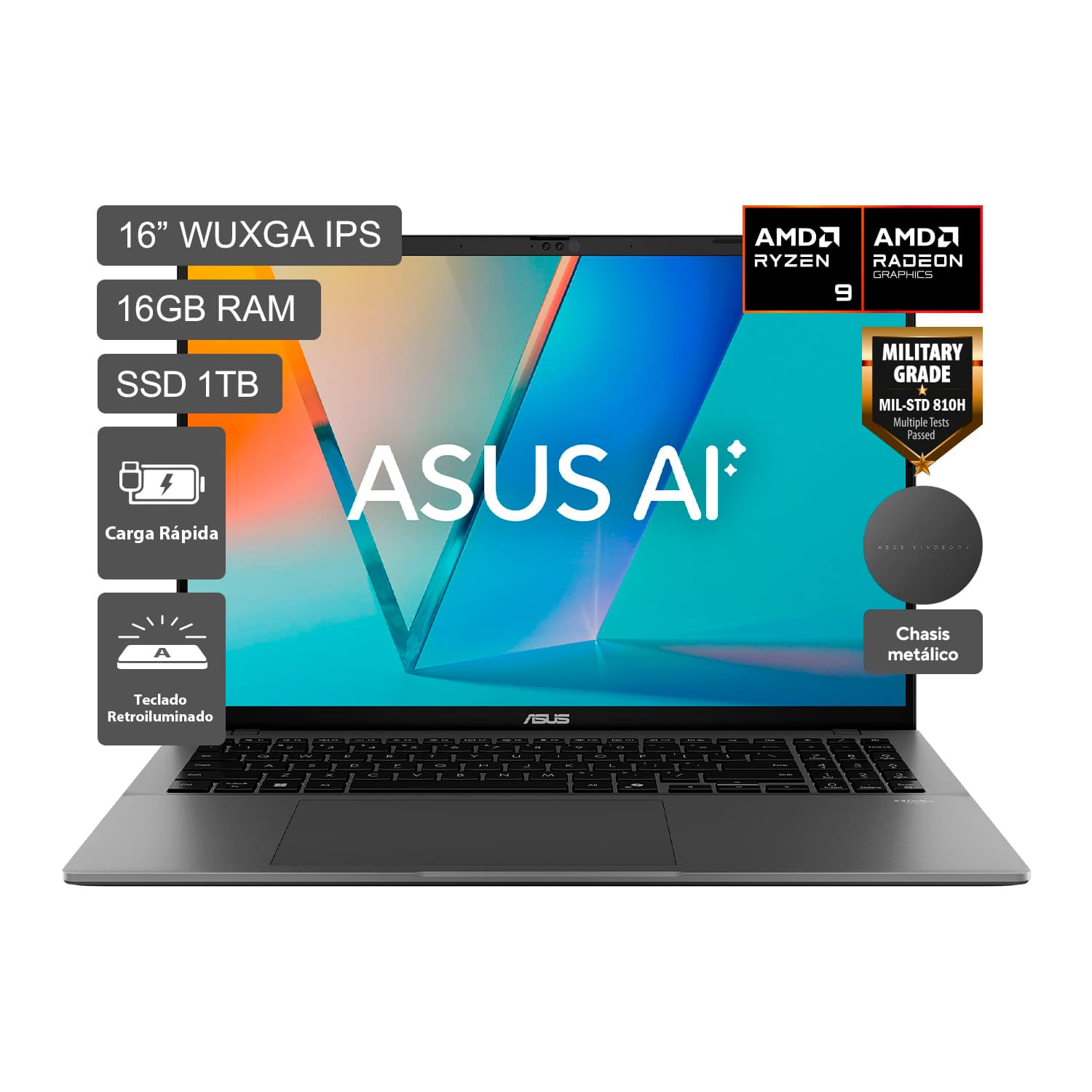 Laptop ASUS Vivobook S16 AMD Ryzen 9 270 16"" 1TB SSD 16GB