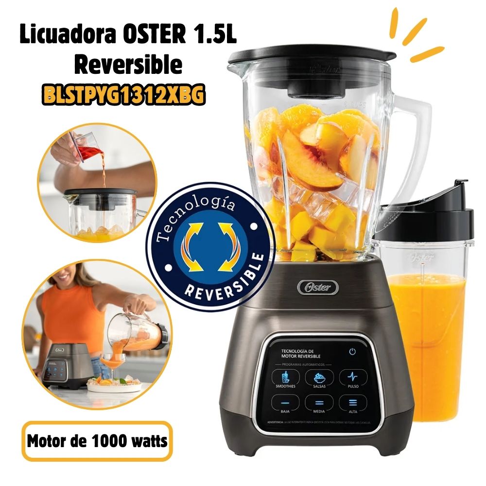 LICUADORA OSTER 1.5L CON TECNOLOGÍA REVERSIBLE + VASO - BLSTPYG1312XBG