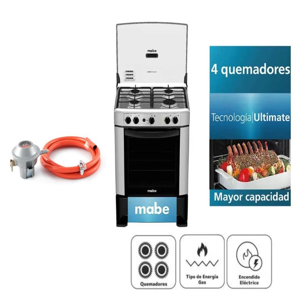COCINA A GAS GLP MABE 4 QUEMADORES CMP6014AG0 SILVER MAS Válvula para Gas