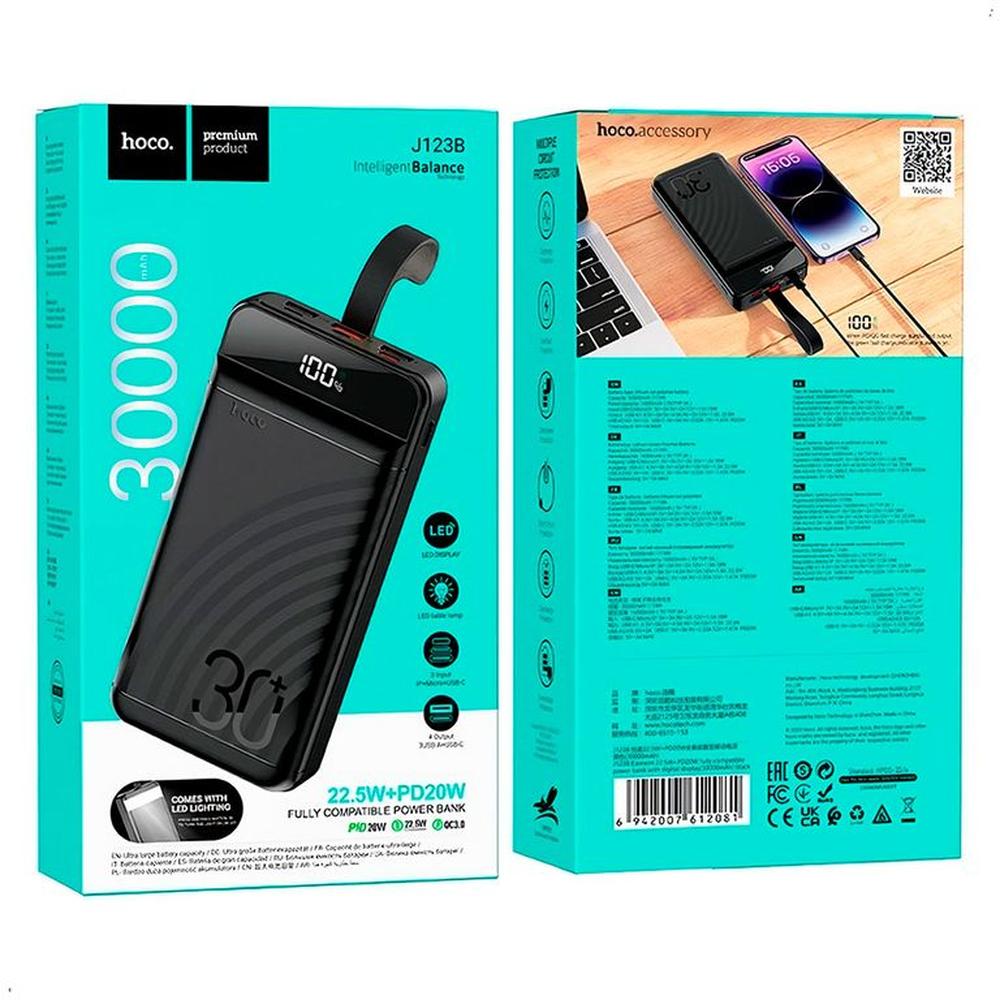 Cargador Power Bank Hoco J123b 30000mah Carga Rápida