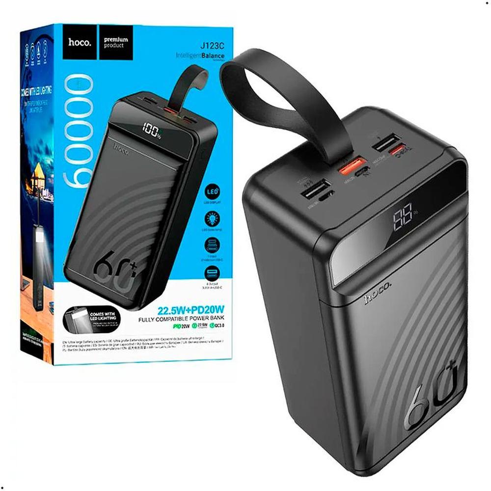 Power bank Carga rápida HOCO J123C con linterna LED 60000 mAh