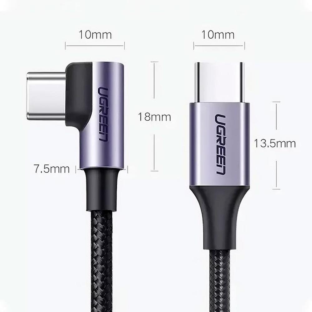 Cable Ugreen 90 Grados Usb C a Usb C 1m Carga Rapida Nylon